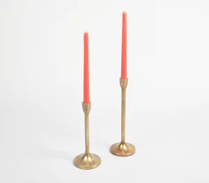 Golden Lacquered Aluminium Candle Holders (Set of 2)