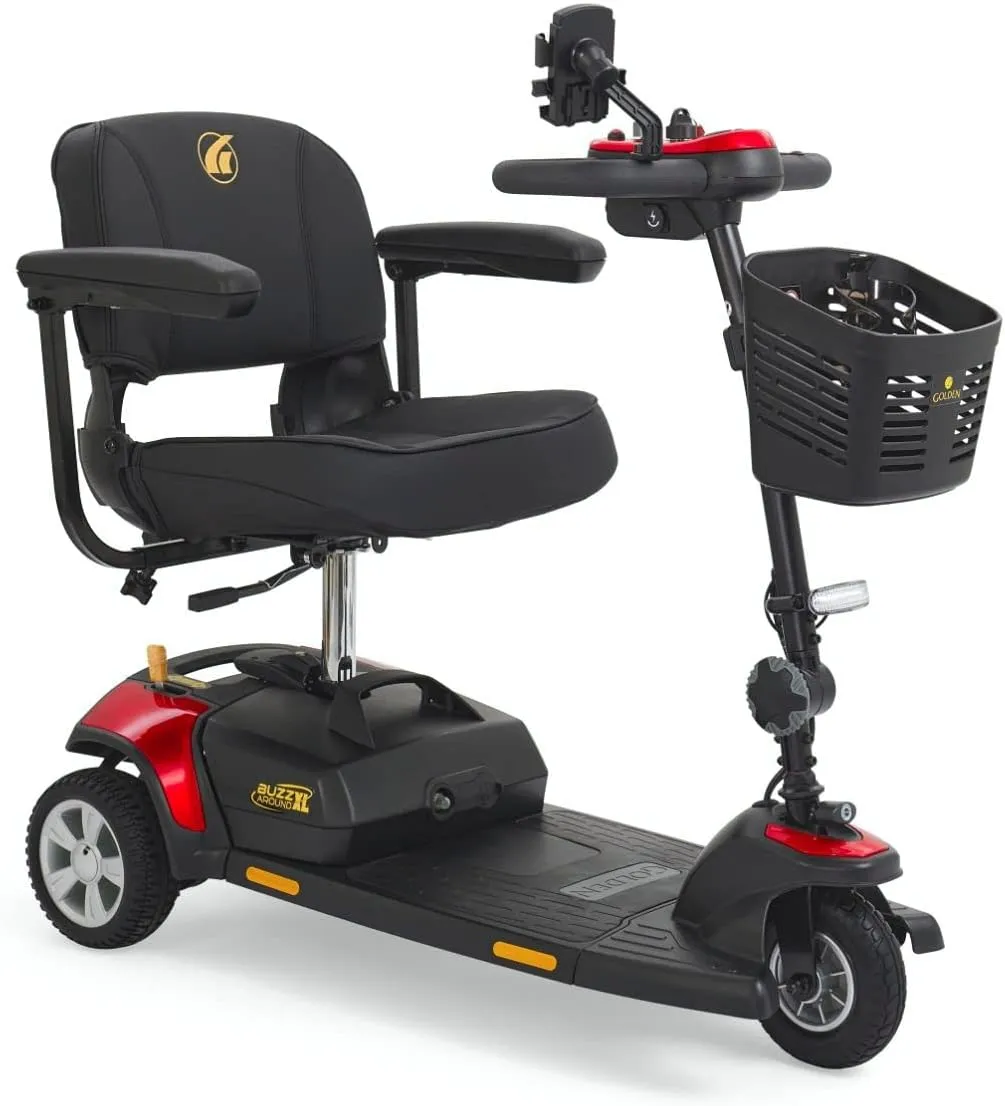 Golden Technologies Buzzaround XL 3-Wheel Compact Disassembling Mobility Scooter - GB121B-STD (Red)