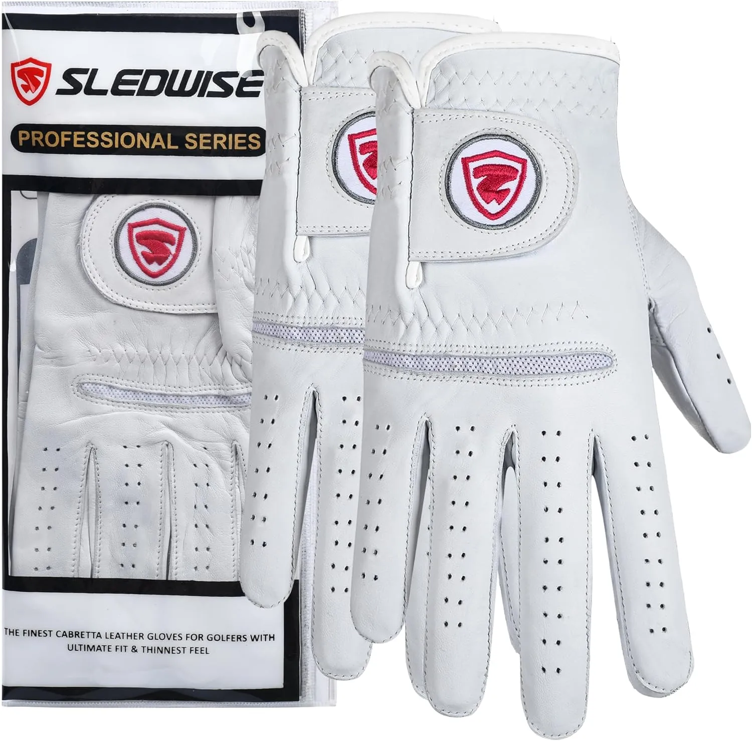 Golf Gloves Men Right Handed Golfer 2 Pack - 100% Cabretta Leather, Mens Golf Glove, All Weather Grip