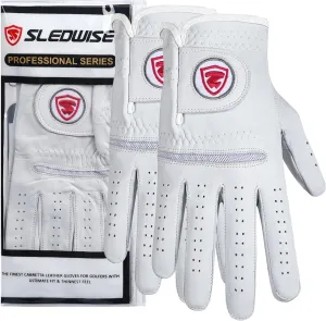 Golf Gloves Men Right Handed Golfer 2 Pack - 100% Cabretta Leather, Mens Golf Glove, All Weather Grip