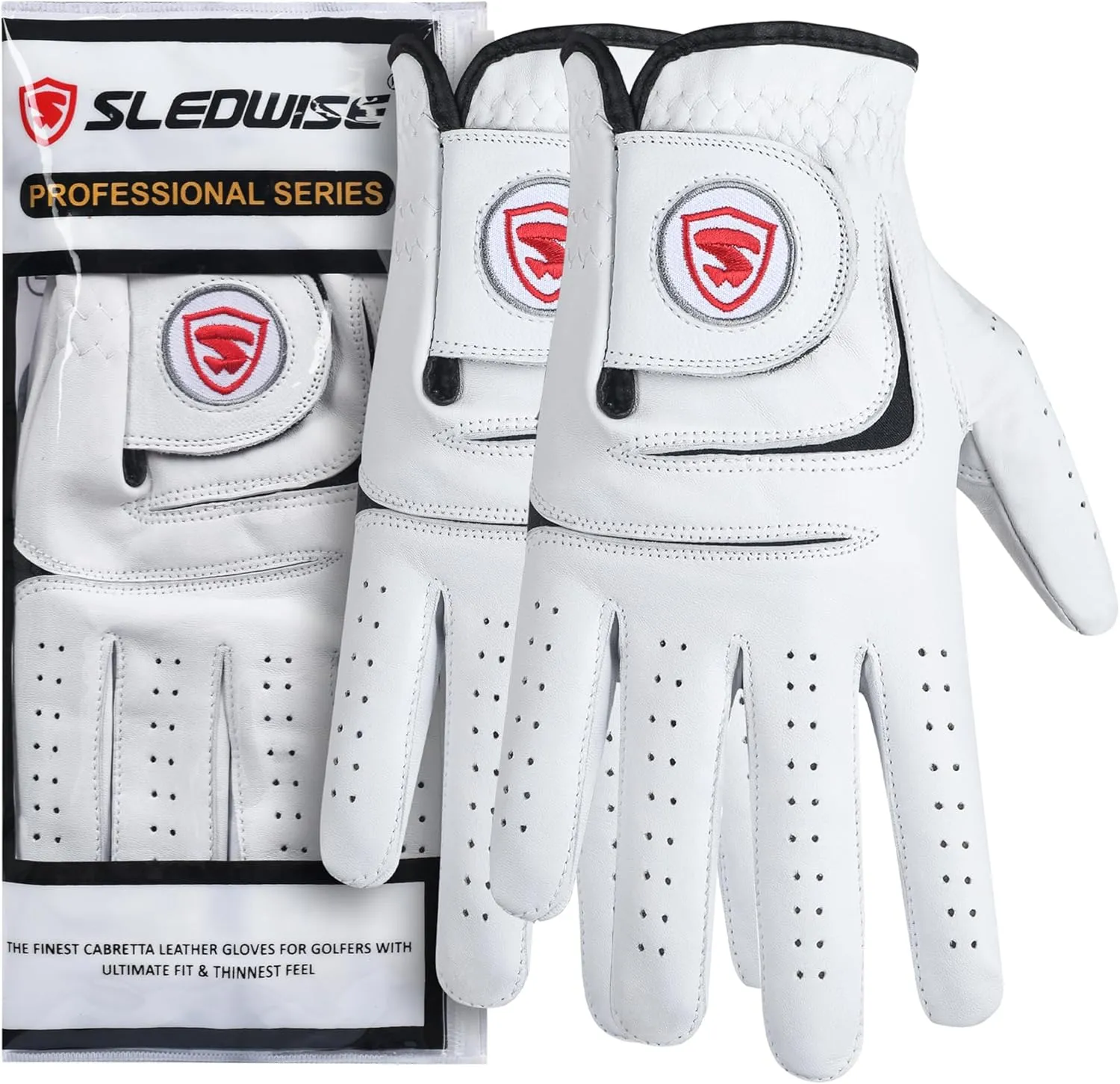 Golf Gloves Men Right Handed Golfer 2 Pack - 100% Cabretta Leather, Mens Golf Glove, All Weather