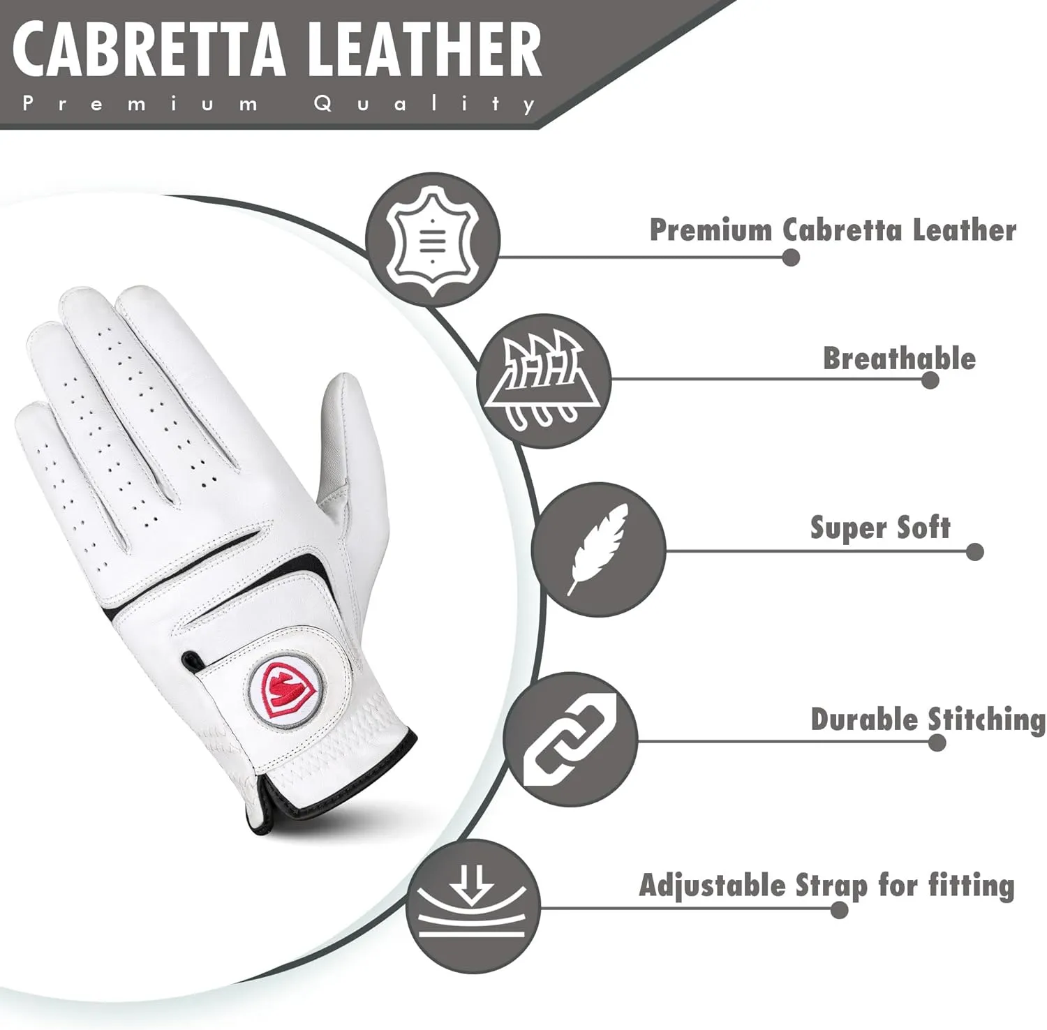 Golf Gloves Men Right Handed Golfer 2 Pack - 100% Cabretta Leather, Mens Golf Glove, All Weather