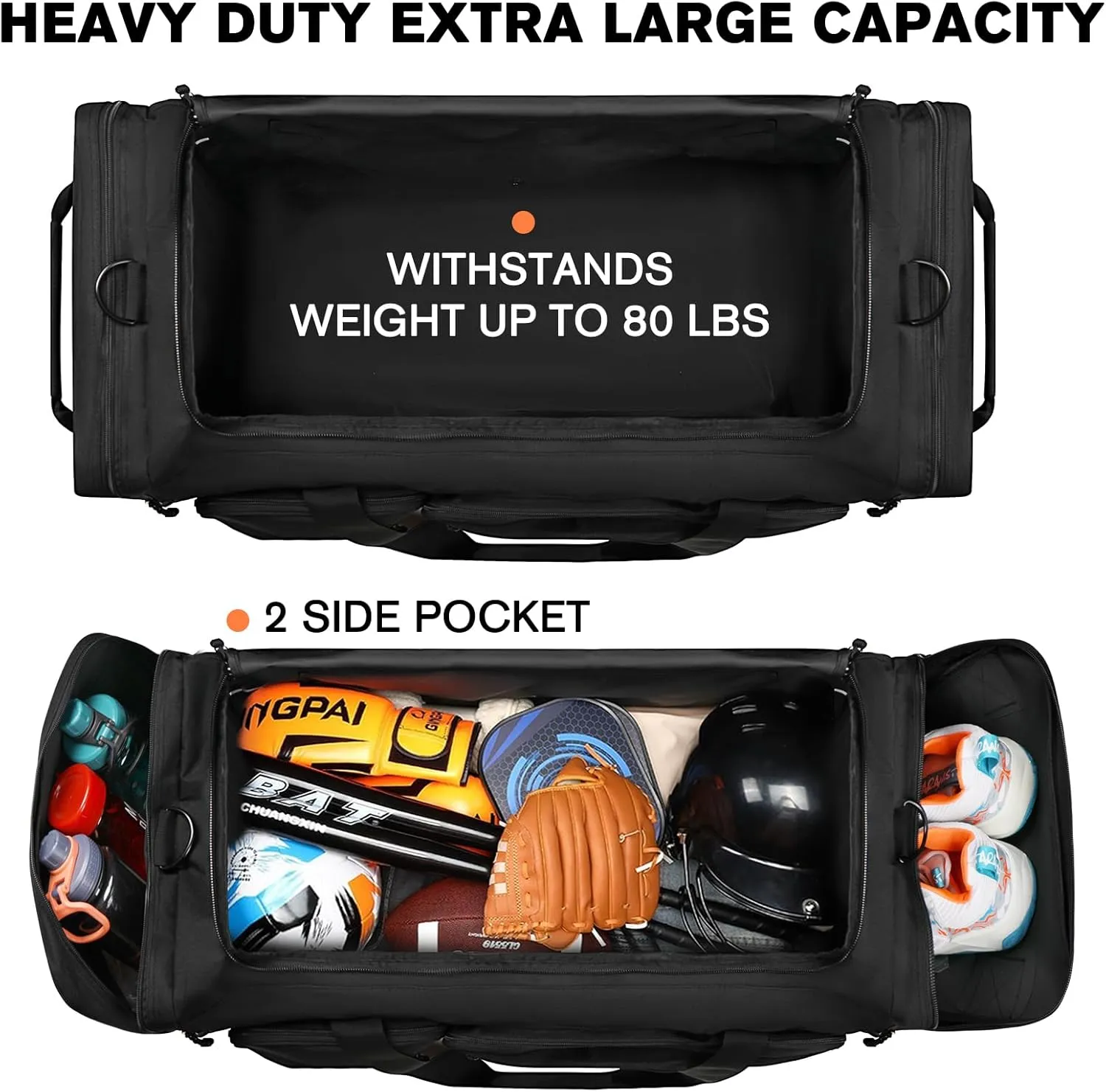 Goloni 130L Heavy Duty Large Duffle Equipment Bag,Catchers Gear Bag with Shoe Compartment,Baseball Duffle Bag
