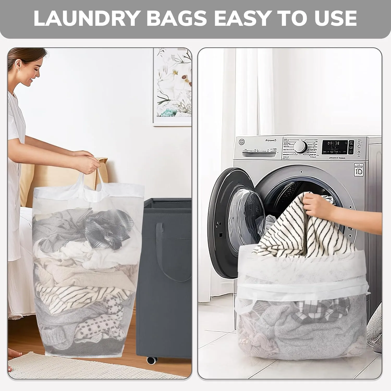 Goodpick Laundry Basket with Wheels, 75L Collapsible Laundry Hamper, Clothes Hamper with Removable Wash Bag for Laundry Room, Rolling Laundry Basket with Handles, Grey