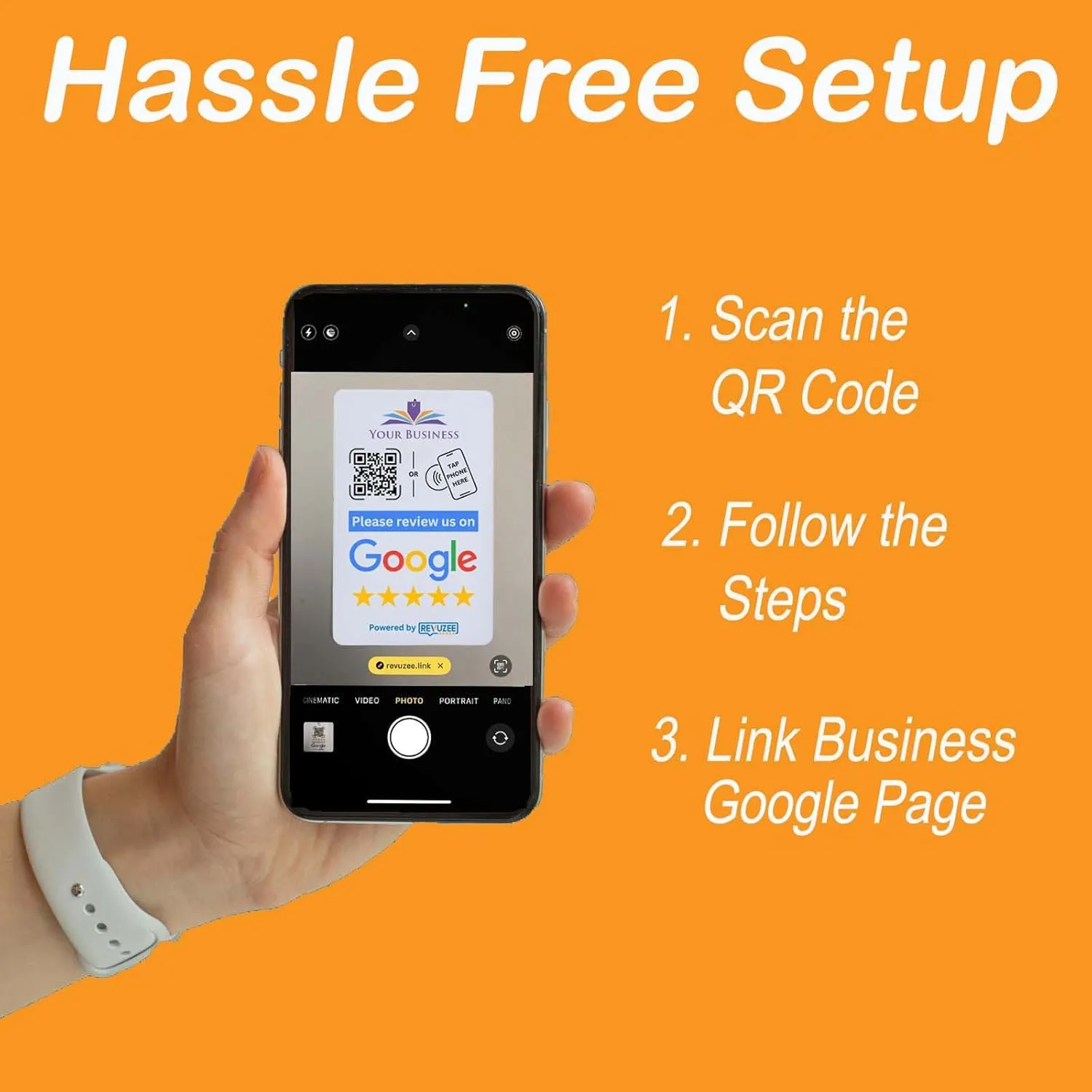 Google Review Tap Card (3 Pack) with QR Code and your Custom Logo | NFC and Custom QR Code Sign for Business | Includes Analytics and Customizable Landing Page | White