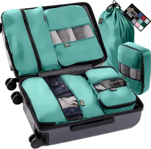 GORILLA GRIP 6 Set Packing Cubes, Travel Essentials for Suitcase, Mesh Organizer Bags for Clothes Toiletries Shoes and Laundry Luggage and Carry On Airplane Accessories, Traveling Must Haves Turquoise