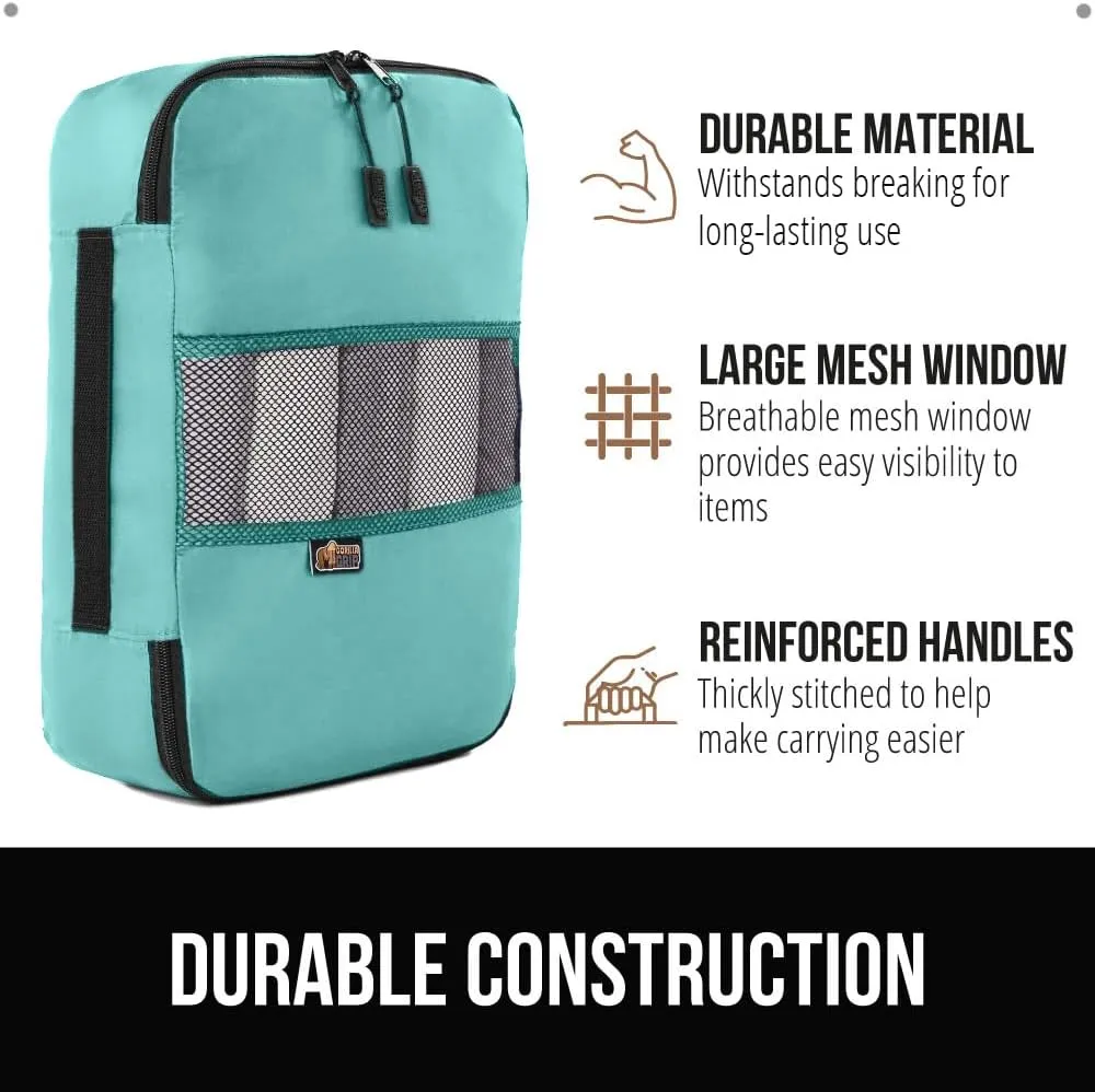GORILLA GRIP 6 Set Packing Cubes, Travel Essentials for Suitcase, Mesh Organizer Bags for Clothes Toiletries Shoes and Laundry Luggage and Carry On Airplane Accessories, Traveling Must Haves Turquoise