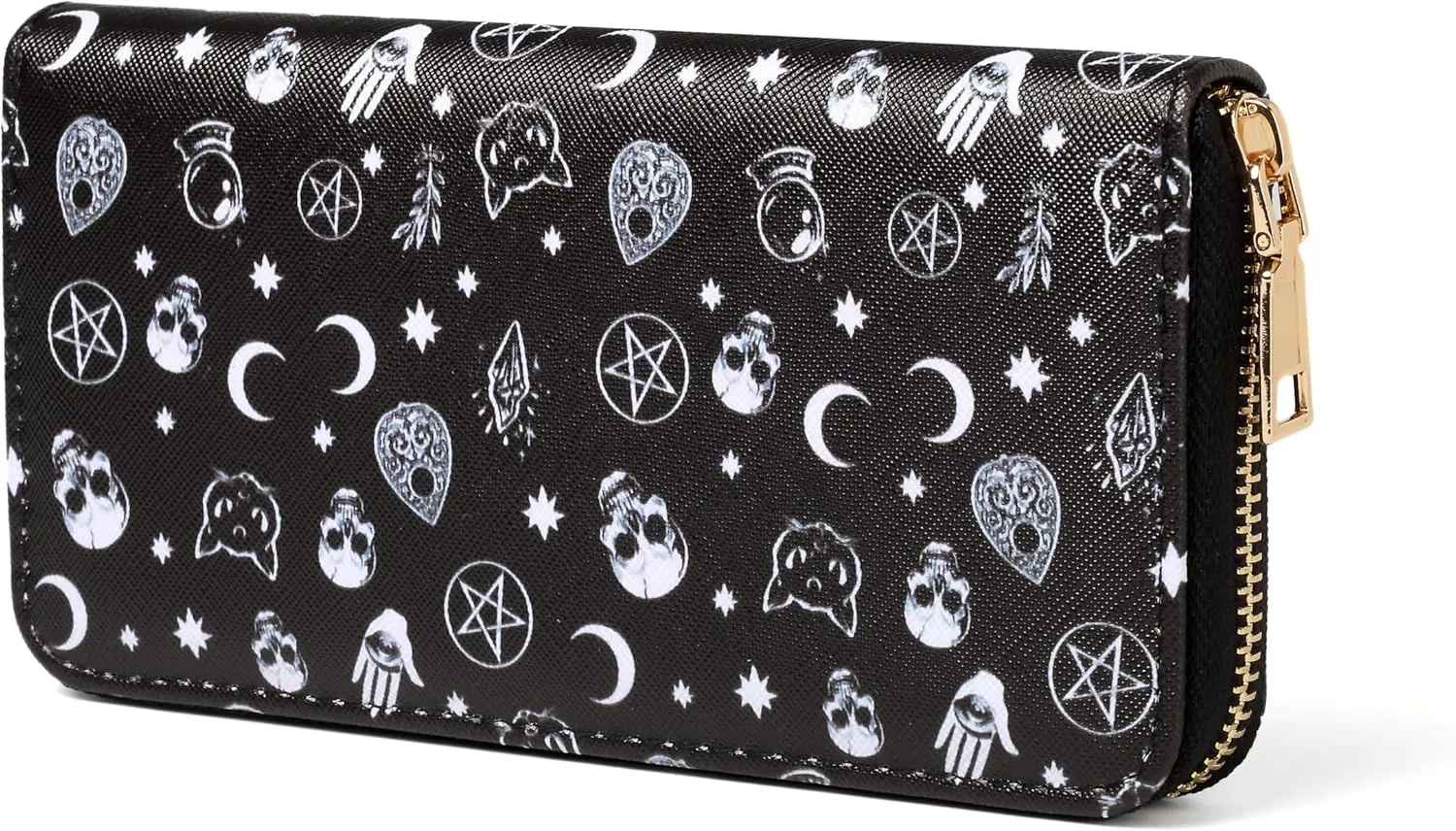 Gothic Skull Wallet Halloween Gifts for Women Goth Coffin Ladies Slim Purse Credit Card Holder(Black Skull)