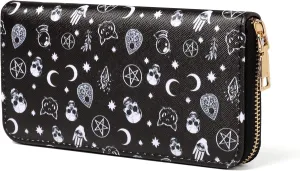 Gothic Skull Wallet Halloween Gifts for Women Goth Coffin Ladies Slim Purse Credit Card Holder(Black Skull)