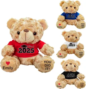 Graduation Bears Class of 2025 Gifts for Her Him Custom Name Year Graduation Stuffed Animal Plush for Kindergarten Preschool High School College Pre K Masters Degree Graduation Gifts (Bear 3#)