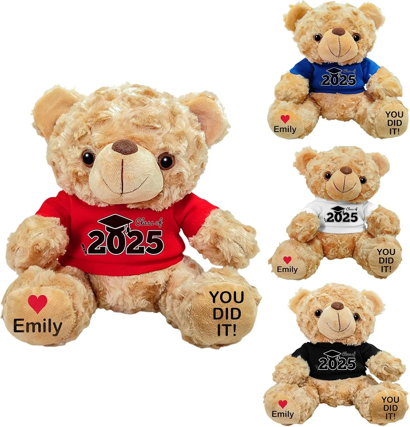 Graduation Bears Class of 2025 Gifts for Her Him Custom Name Year Graduation Stuffed Animal Plush for Kindergarten Preschool High School College Pre K Masters Degree Graduation Gifts (Bear 3#)