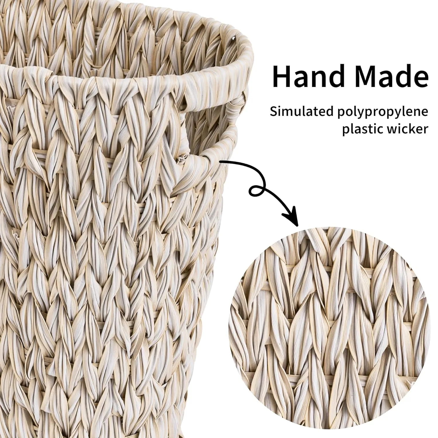 GRANNY SAYS Wicker Trash Can, Waterproof Bathroom Trash Can, Wicker Waste Basket for Bathroom, Decorative Boho Trash Can, Waste Basket for Bedroom, Office, 19 Liters/5 Gallons, 1-Pack, Butter Milk