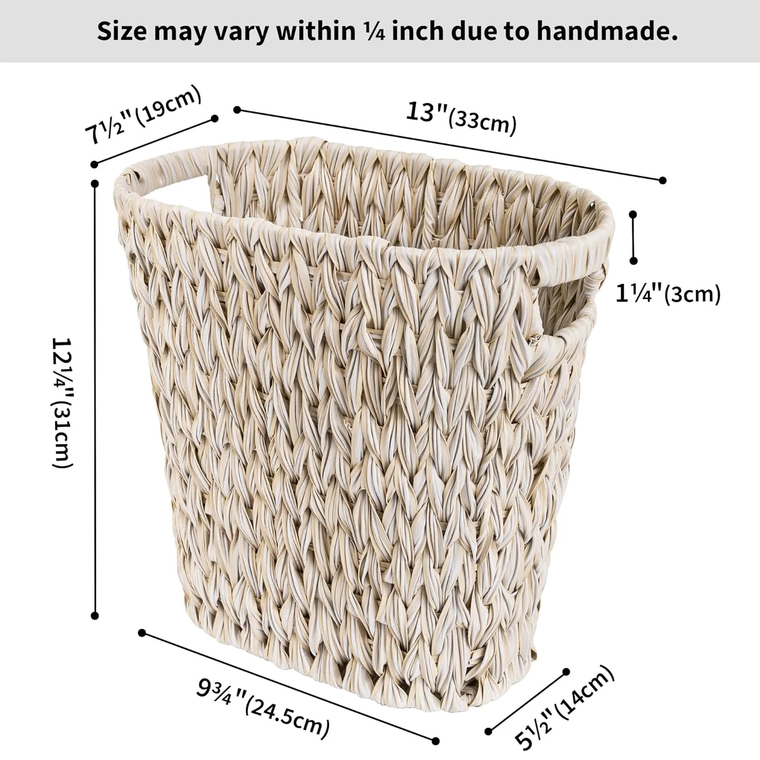 GRANNY SAYS Wicker Trash Can, Waterproof Bathroom Trash Can, Wicker Waste Basket for Bathroom, Decorative Boho Trash Can, Waste Basket for Bedroom, Office, 19 Liters/5 Gallons, 1-Pack, Butter Milk