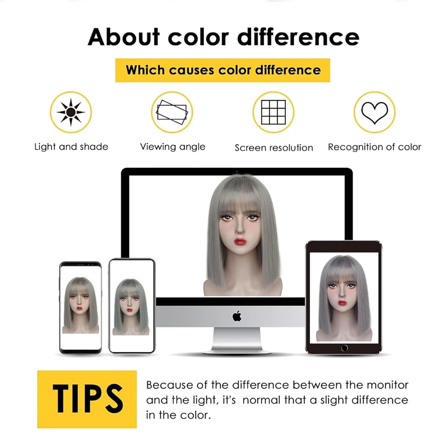 Gray Bob Wig with Bangs Short Gray Straight wig for Women Heat Resistant Synthetic Natural Hair Wig Colorful Bob Wigs for Grils Daily Party Halloween Cosplay Use 13inch