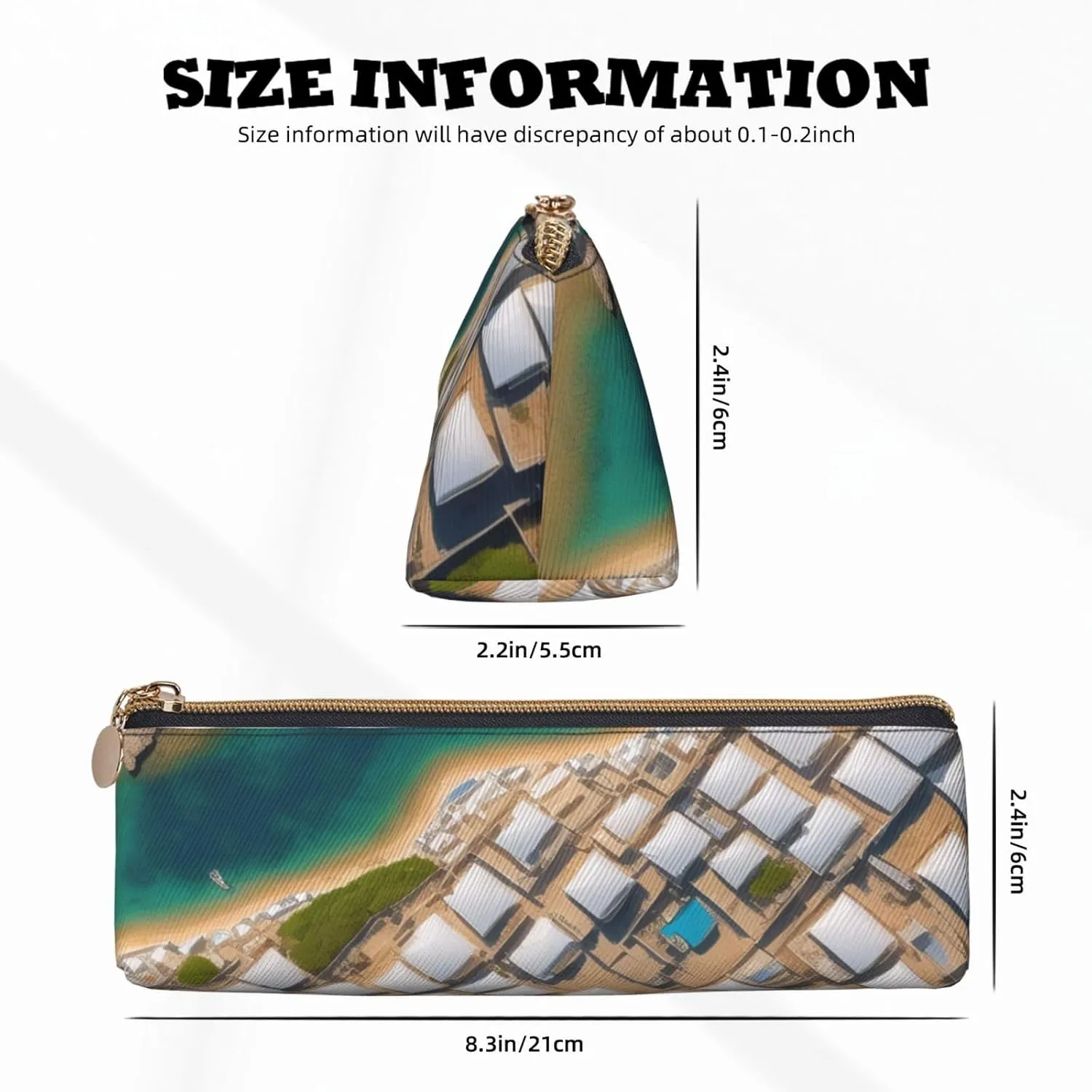 Greek Architecture Printed Patterns Pen Case Small Pencil Bag Triangle Pu Leather Pen Pouch Pen Bag Storage Bag With Zipper