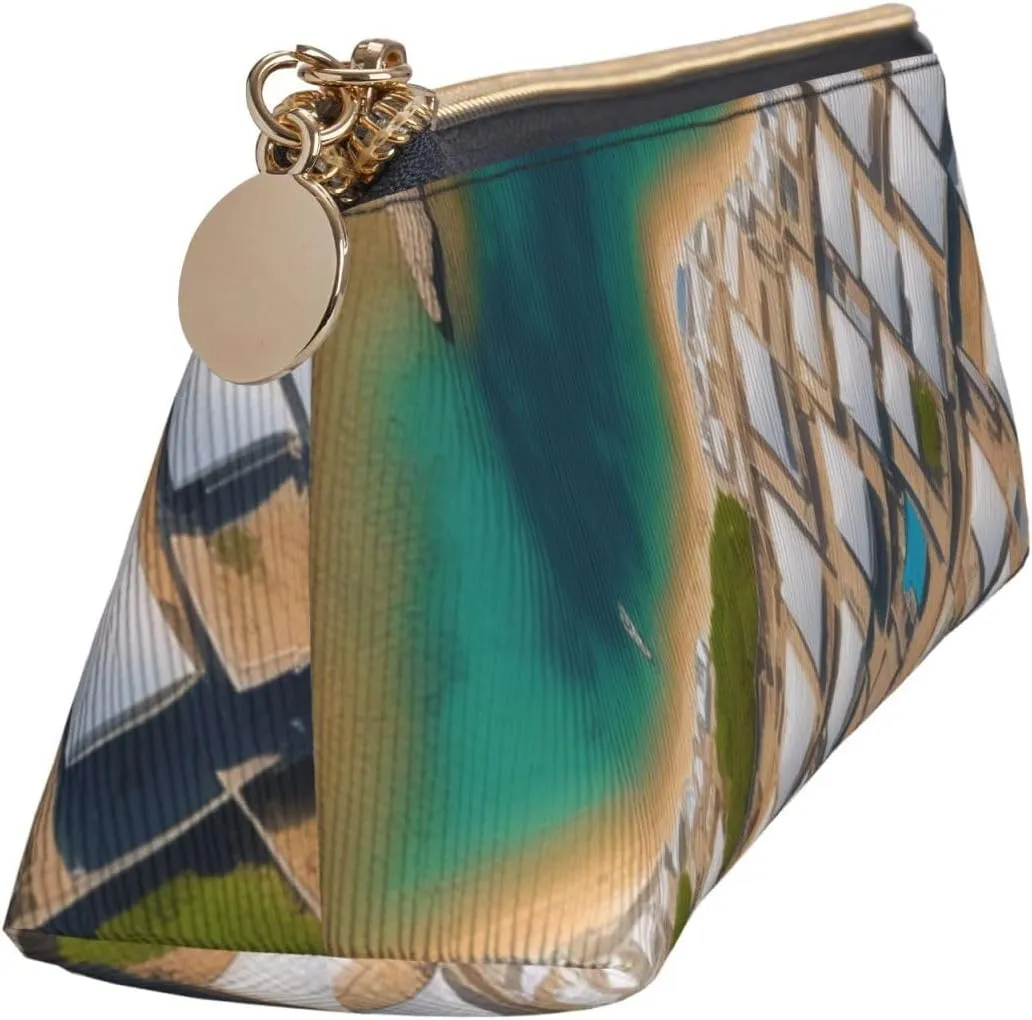 Greek Architecture Printed Patterns Pen Case Small Pencil Bag Triangle Pu Leather Pen Pouch Pen Bag Storage Bag With Zipper