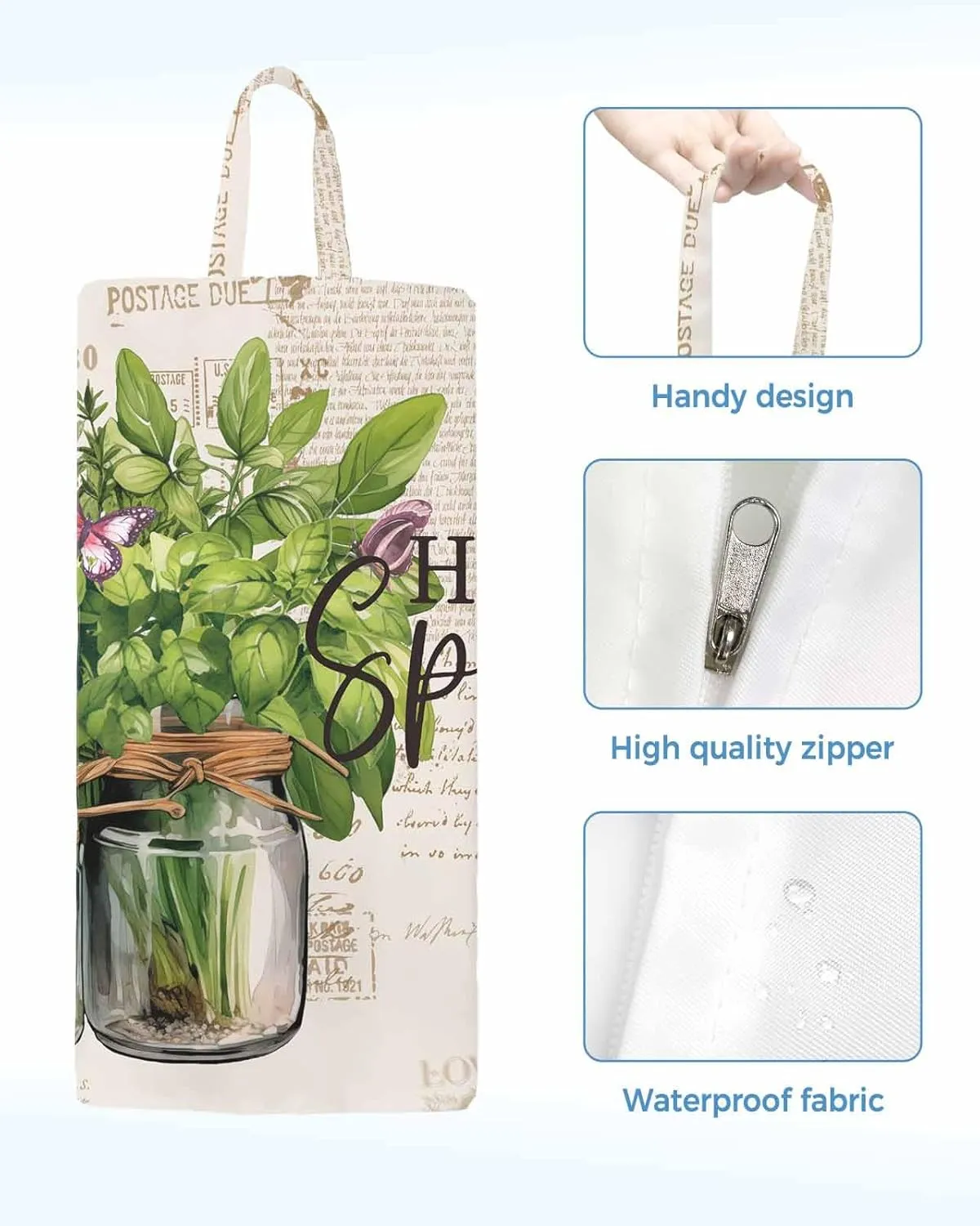 Green Botanical Leaves Shoe Bags - Large Travel Golf Shoes Pouch Bags Storage Organizer Accessories with Zipper & Handle for Men,Women,Kids,Traveling,Gym,Sport,Bottle Pastoral Country French Style