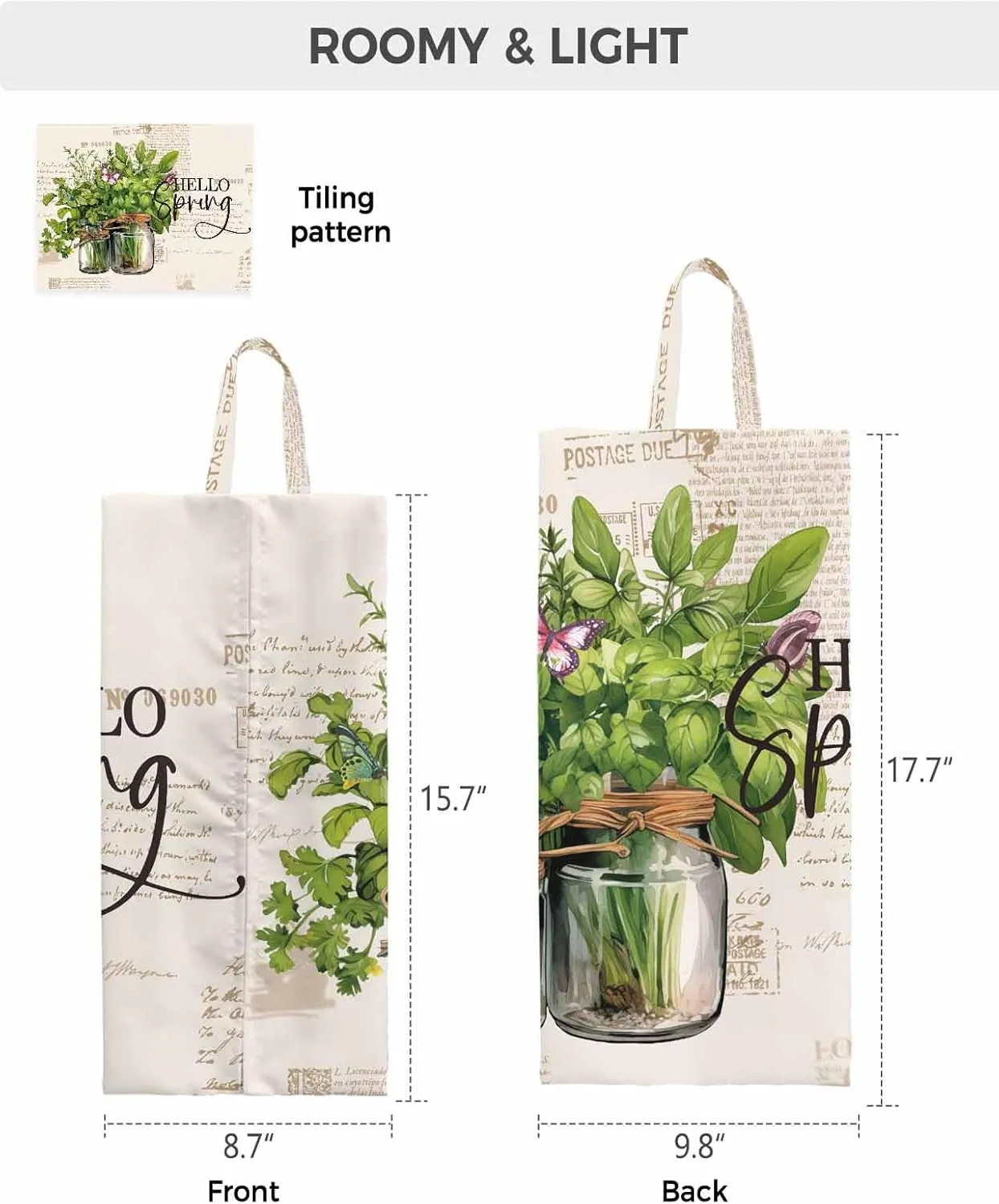 Green Botanical Leaves Shoe Bags - Large Travel Golf Shoes Pouch Bags Storage Organizer Accessories with Zipper & Handle for Men,Women,Kids,Traveling,Gym,Sport,Bottle Pastoral Country French Style