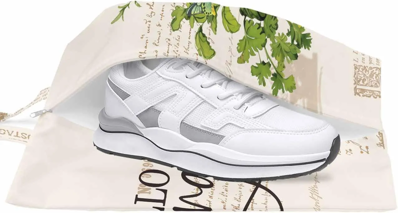 Green Botanical Leaves Shoe Bags - Large Travel Golf Shoes Pouch Bags Storage Organizer Accessories with Zipper & Handle for Men,Women,Kids,Traveling,Gym,Sport,Bottle Pastoral Country French Style