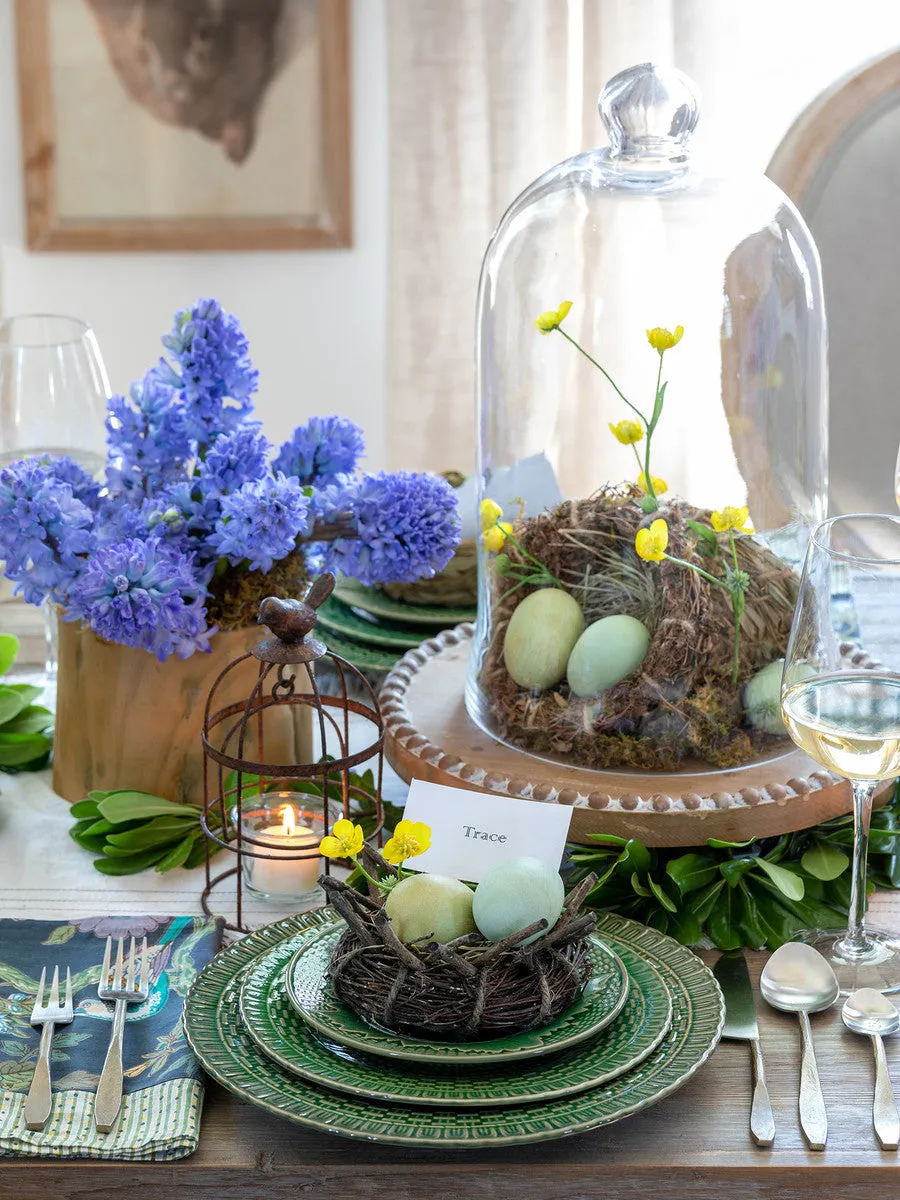 Green Glazed Basketweave Dinner Plate, set of 6