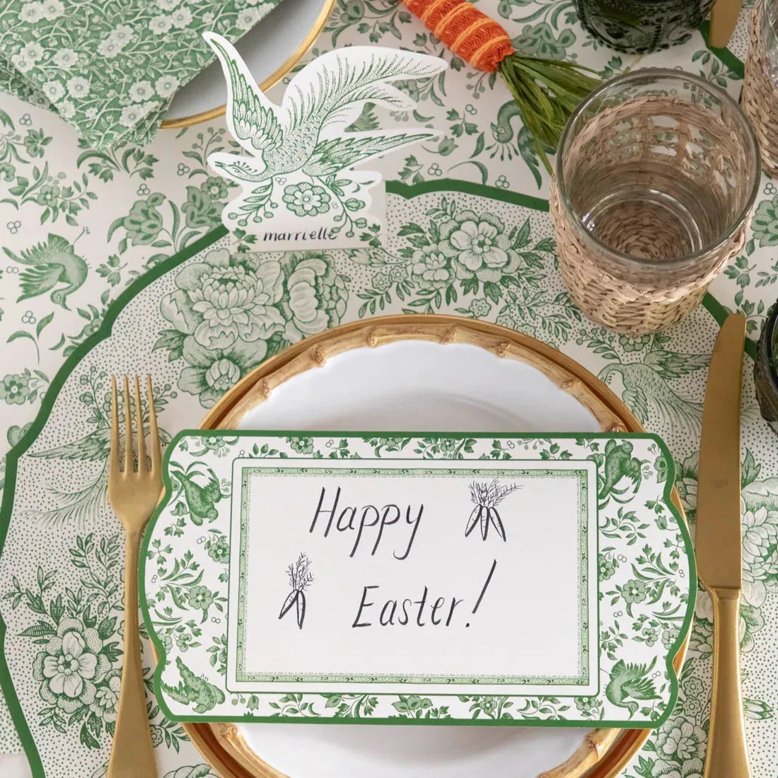 Green Regal Peacock Tablecard, Set of 12