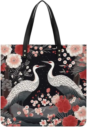 Grocery Bags Flying Birds Crane Heron Bag for Women Lightweight Beach Bag Shoulder Bags for Travel Shopping Work Handbag