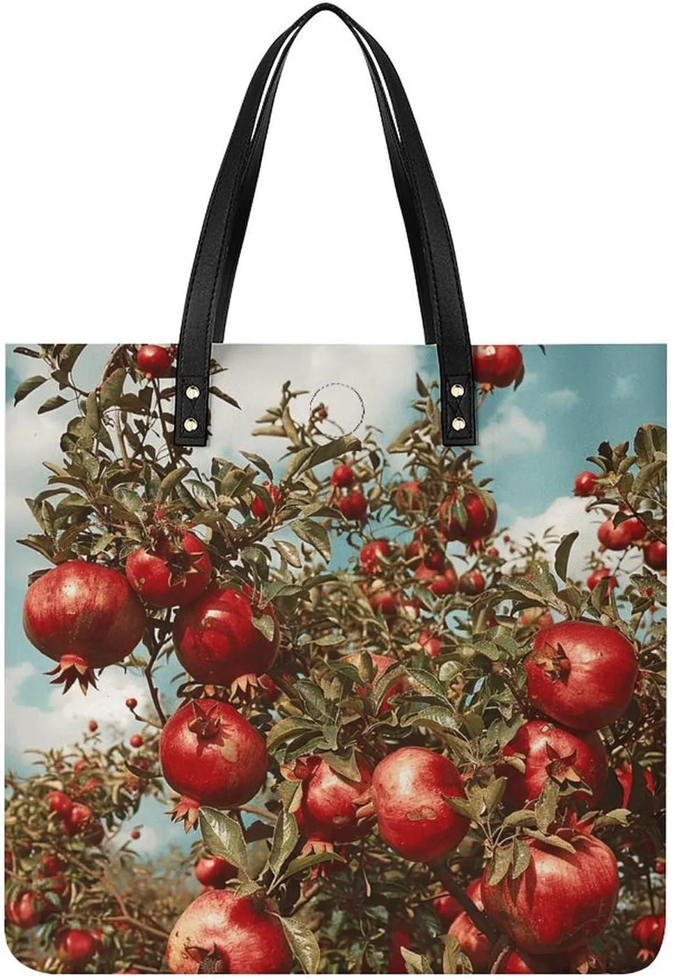 Grocery Bags Pomegranate Tree Bag for Women Lightweight Beach Bag Shoulder Bags for Travel Shopping Work Handbag