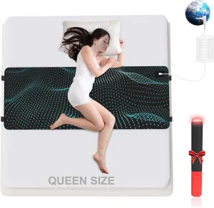 Grounding Mat for Bed - Earth Grounding Mats, PU Leather Grounded Pad for Improve Sleep, Relaxation, Balanced Energy, Conductive Grounding Mattress Pad with Adjustable Straps (Queen (27 * 60 in))