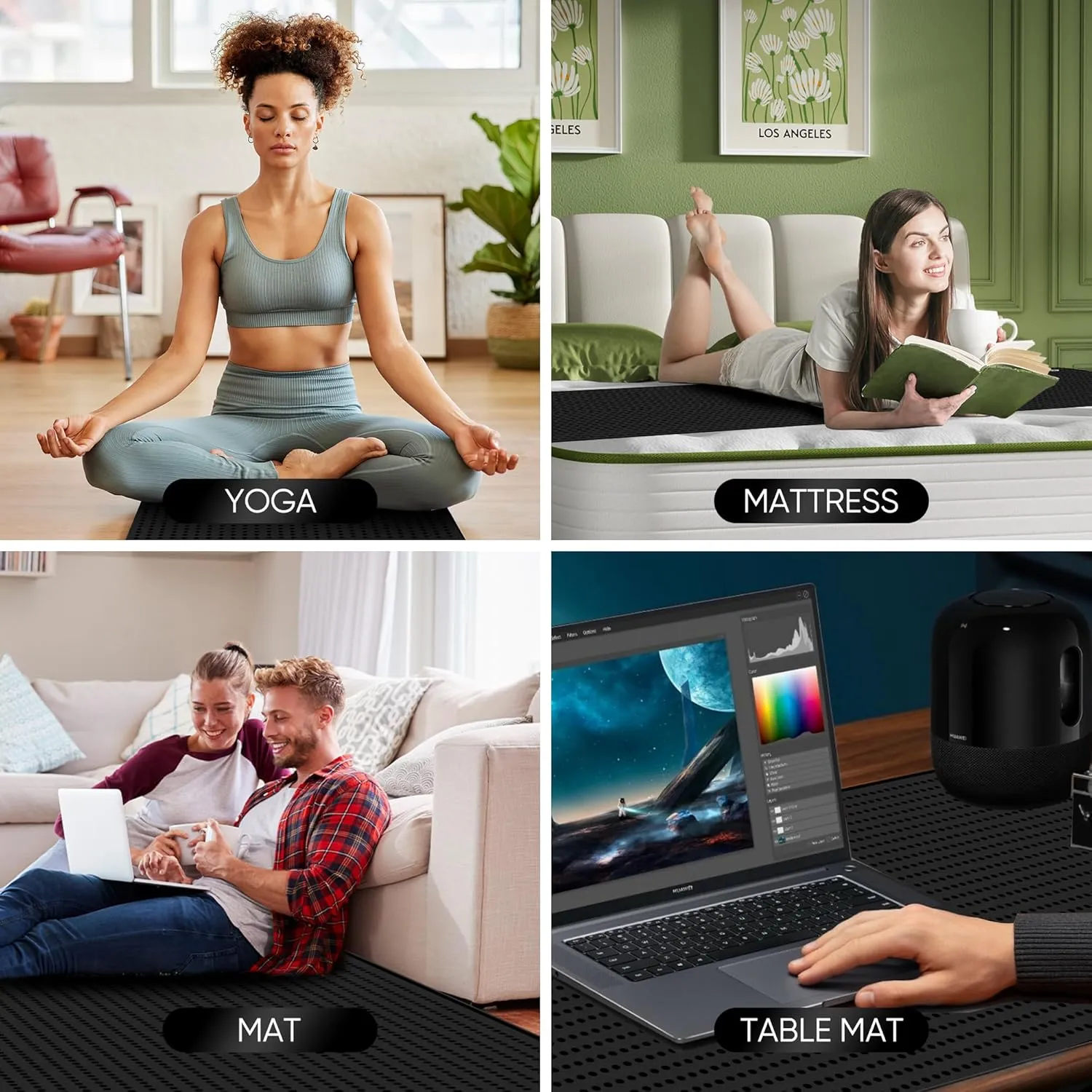 Grounding Mat with Leather, Enjoy The Grounding Effect Indoors, for Better Sleep, Pain and Stress Relief, Grounding Mat Set Comes with Grounding Cord, 27''×72''