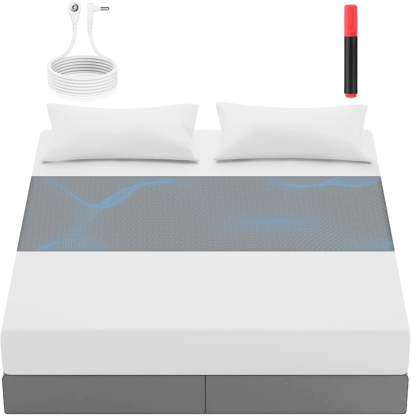 Grounding Sheets, Grounding Mat for Bed, Earth Connected Grounding Sheets, ZORERRY 10% Silver Fiber 90% Cotton Grounded Sheet Mat 24"*104" (Charcoal Grey)