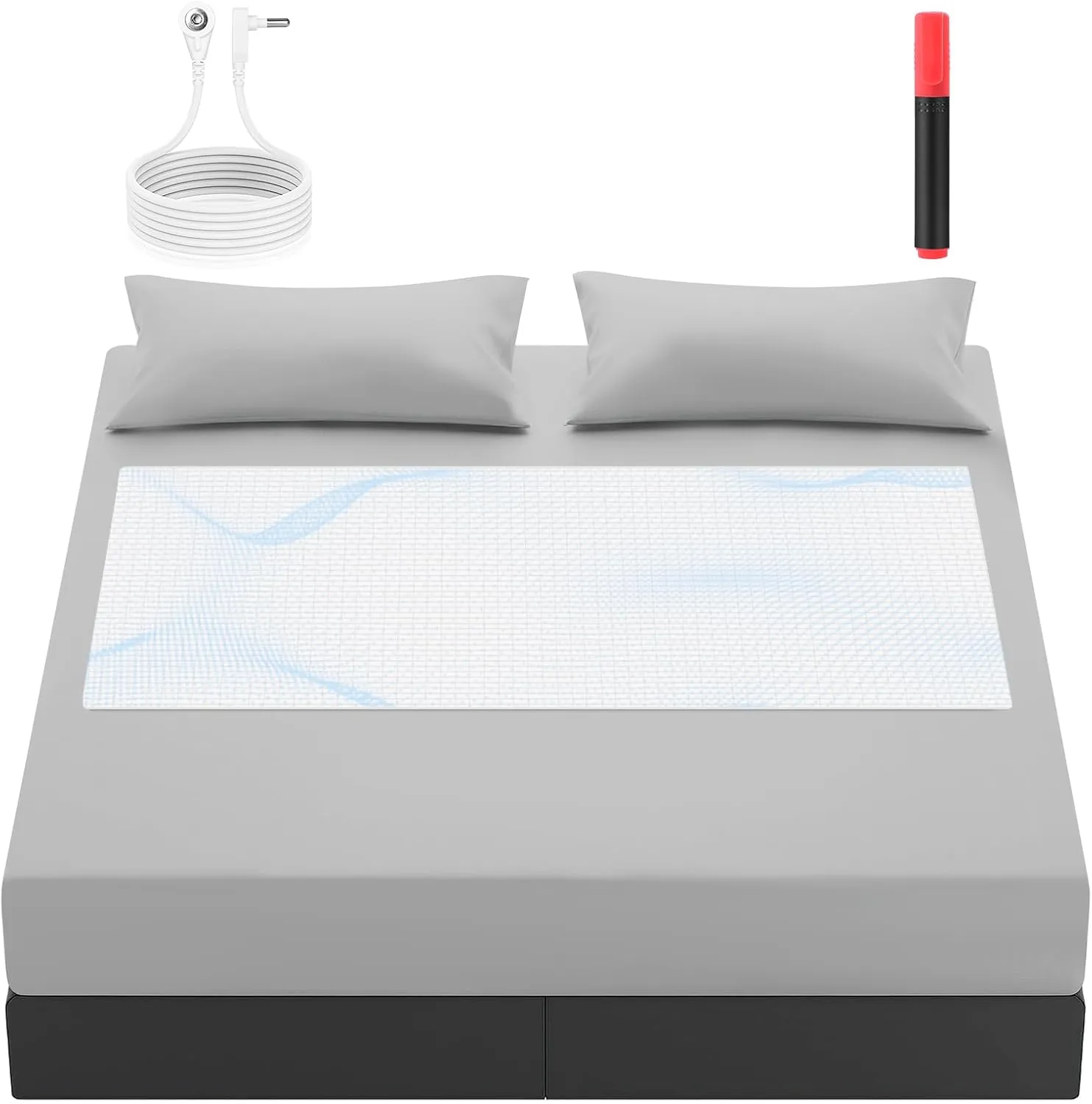 Grounding Sheets, Grounding Mat for Bed, ZORERRY Earth Connected Grounding Sheets, 10% Silver Fiber 90% Cotton Grounded Sheet Mat with Grounding Cord (White, 27"*52")