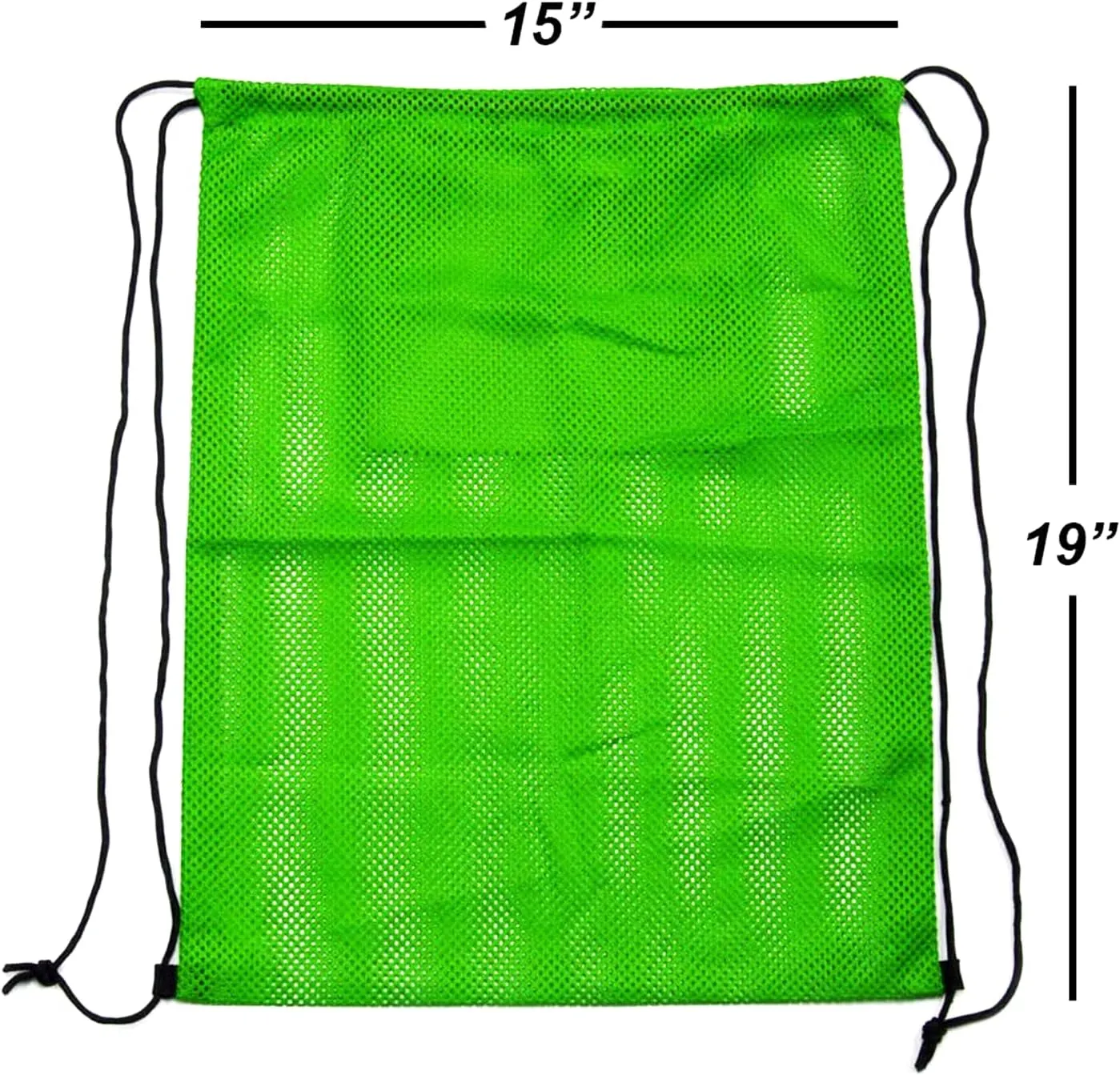 GSE Games & Sports Expert 6 Pack 19"x15" Green Mesh Drawstring Backpack Bag for Baseball, Softball, Tennis, Pickleball Ball, Golf Ball. Mesh Sports Equipment Bag with Lock for Gym, Beach, Laundry