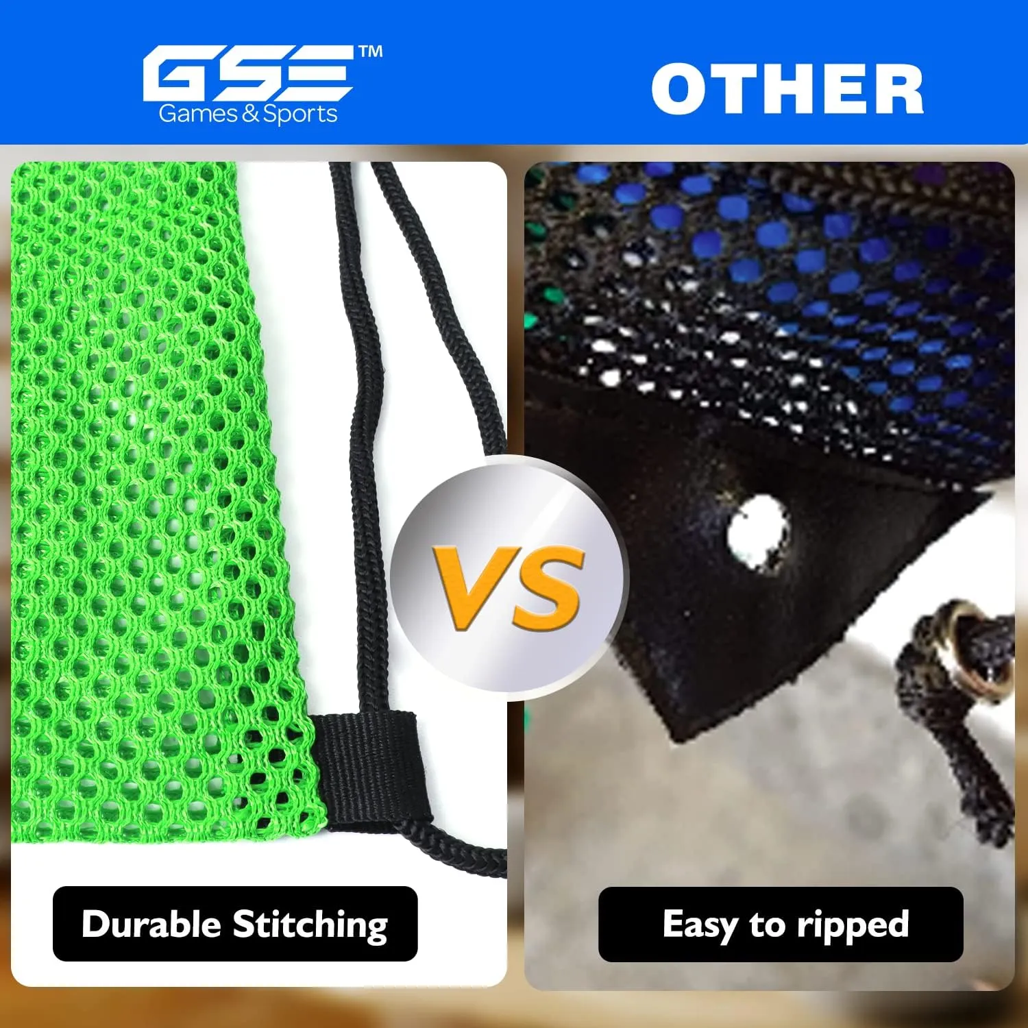 GSE Games & Sports Expert 6 Pack 19"x15" Green Mesh Drawstring Backpack Bag for Baseball, Softball, Tennis, Pickleball Ball, Golf Ball. Mesh Sports Equipment Bag with Lock for Gym, Beach, Laundry