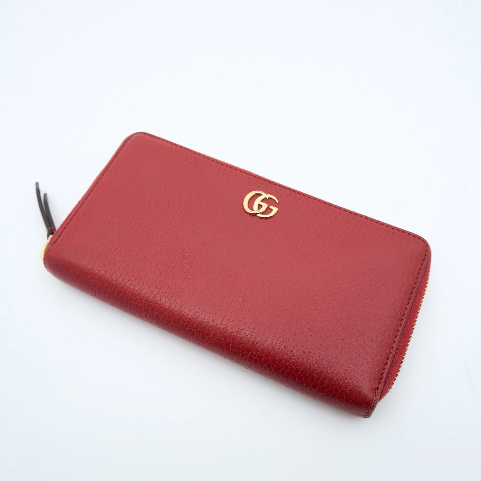 Gucci Red Long Zip Around Wallet