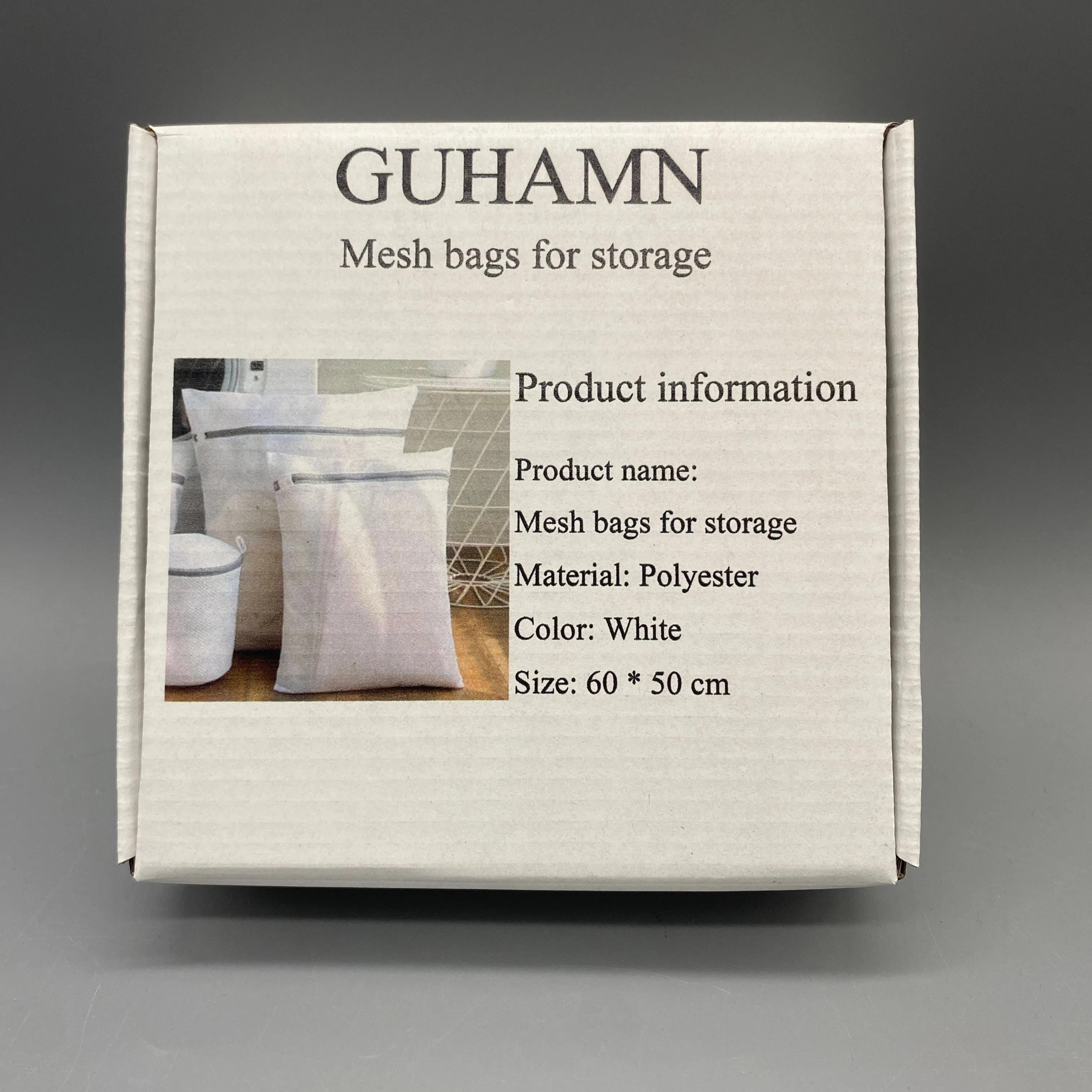 GUHAMN Mesh bags for storage, 60x50cm, White Polyester Material, Breathable, Durable, Perfect for Organizing Clothes, Toys, and Laundry