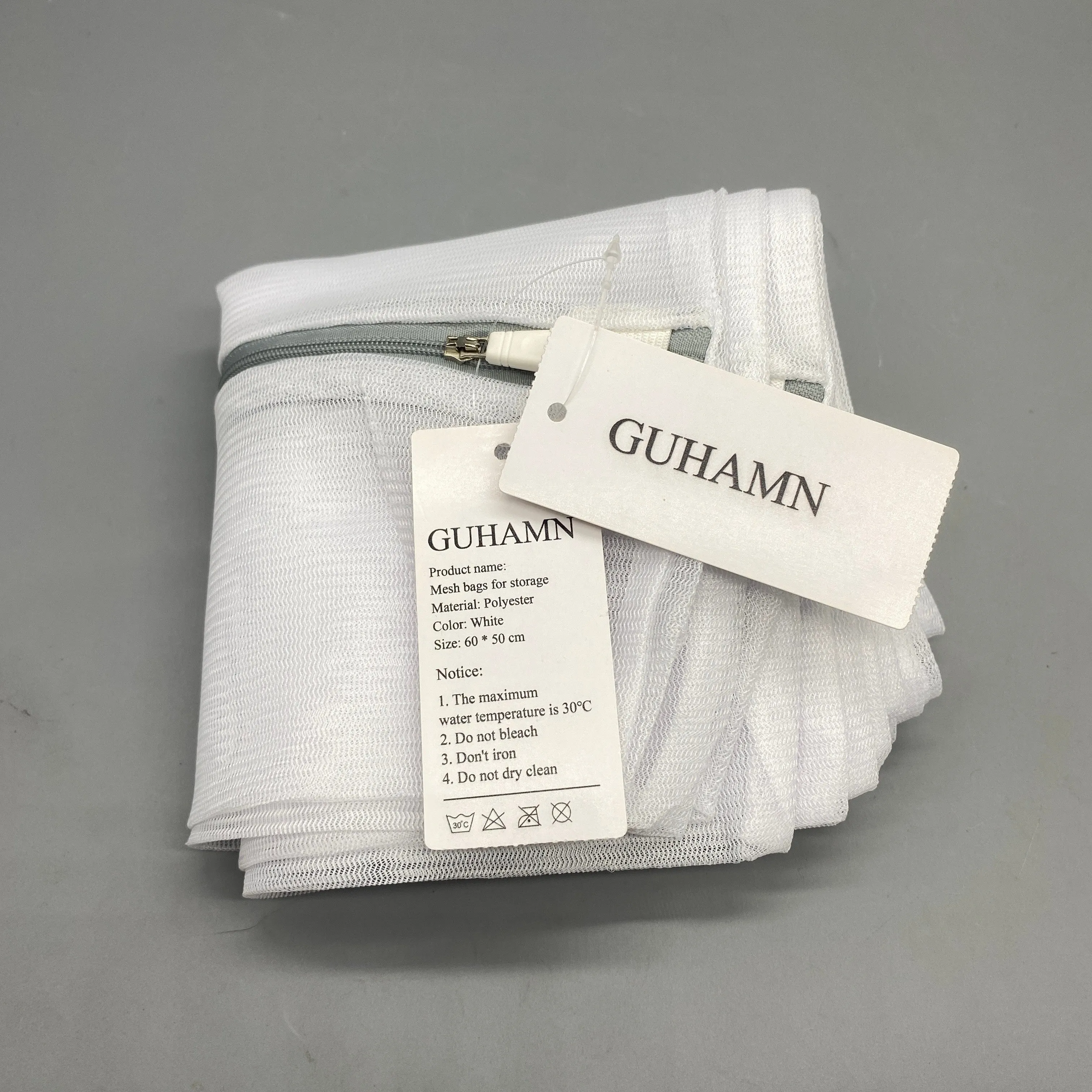 GUHAMN Mesh bags for storage, 60x50cm, White Polyester Material, Breathable, Durable, Perfect for Organizing Clothes, Toys, and Laundry