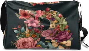 Gym Bags for Men 14.8 Inch Lightweight Carry On Bags for Airplanes Waterproof Duffle Bag for Travel, Delicate Flower Retro Print