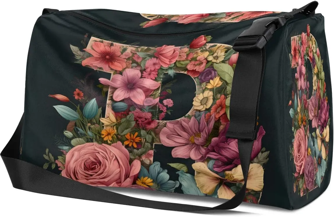 Gym Bags for Men 14.8 Inch Lightweight Carry On Bags for Airplanes Waterproof Duffle Bag for Travel, Delicate Flower Retro Print