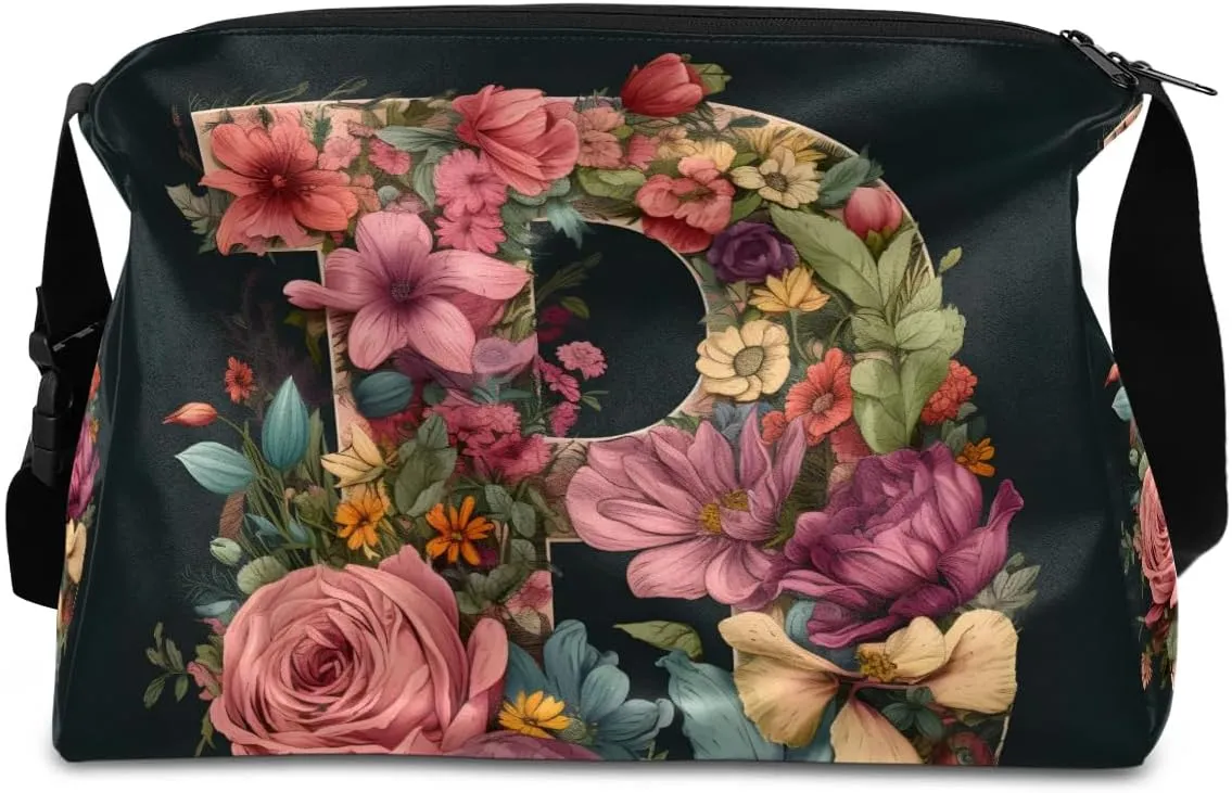 Gym Bags for Men 14.8 Inch Lightweight Carry On Bags for Airplanes Waterproof Duffle Bag for Travel, Delicate Flower Retro Print
