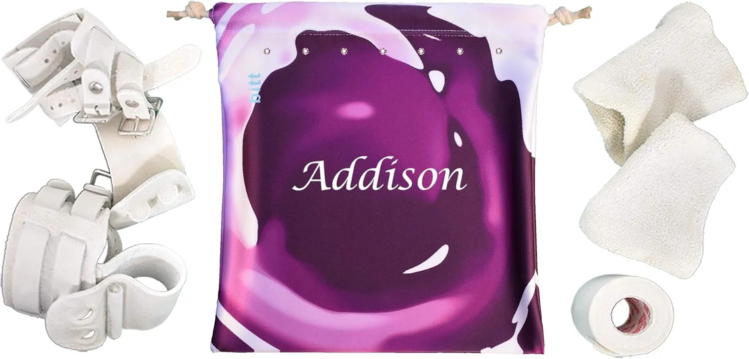 Gymnastics Grip Bag - Personalized Bag or Plain, with Crystals option (Purple Splash Personalized)