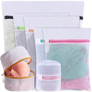 H HOME-MART 7 Pack Mesh Laundry Bags, 1 Extra Large &2 Large &2 Medium & 2 Bra Bags, Washing Machine Wash Bags, Lingerie Wash Bags for Delicate Clothes with Premium Zipper Lock