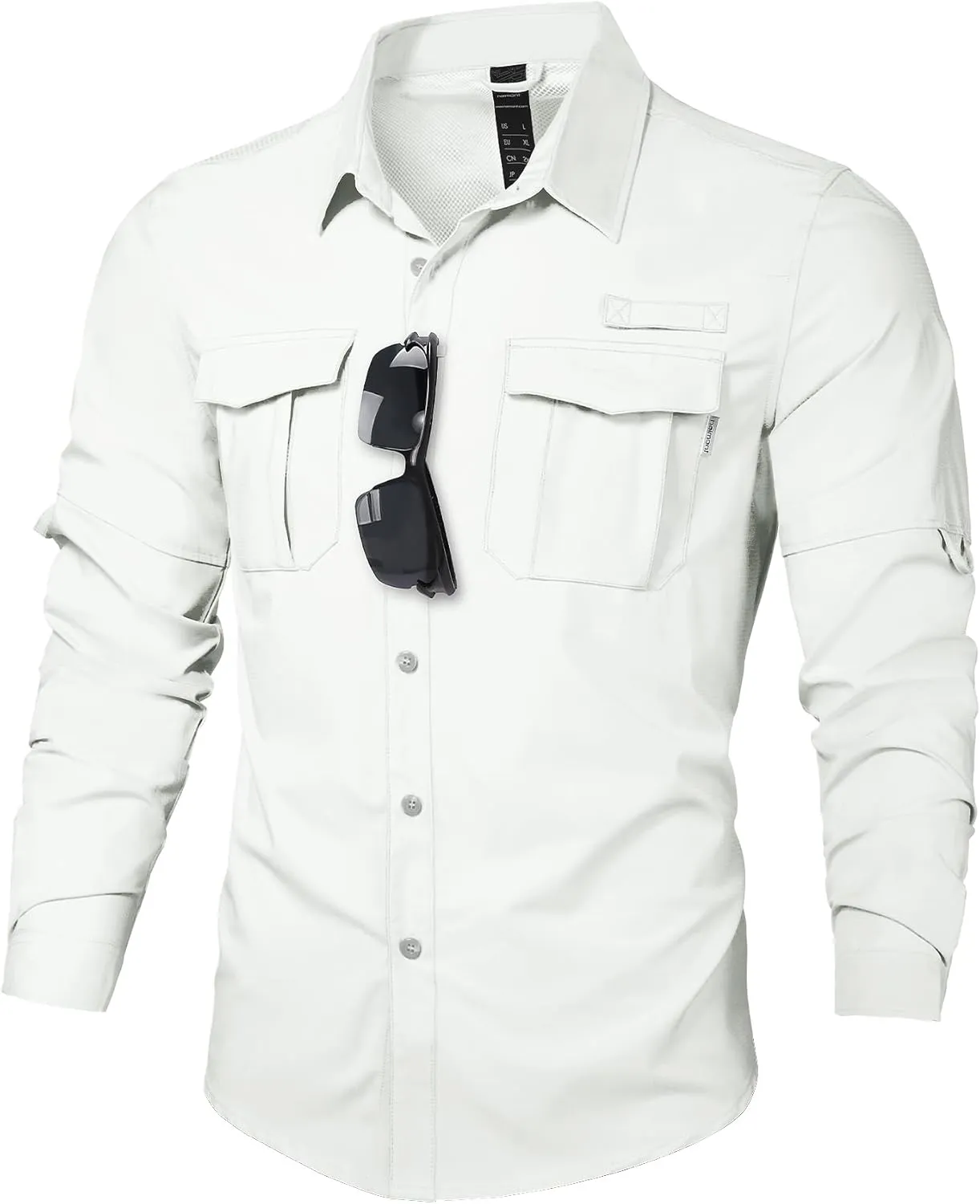 Haimont Men's UPF50  Sun Protection Fishing Shirts Hiking Travel Shirts Button Down Long Sleeve Shirts with Pockets