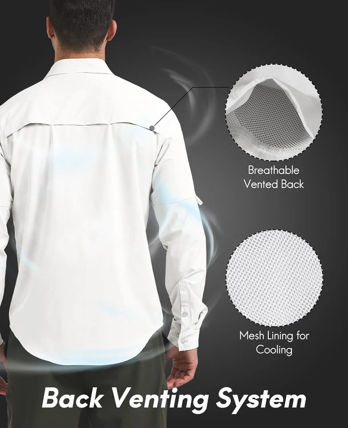 Haimont Men's UPF50  Sun Protection Fishing Shirts Hiking Travel Shirts Button Down Long Sleeve Shirts with Pockets