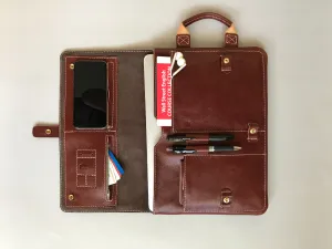 Handmade Stylish Slim Genuine Cowhide Leather Briefcase, Leather Business Portfolio/ iPad Holder/ Laptop Case