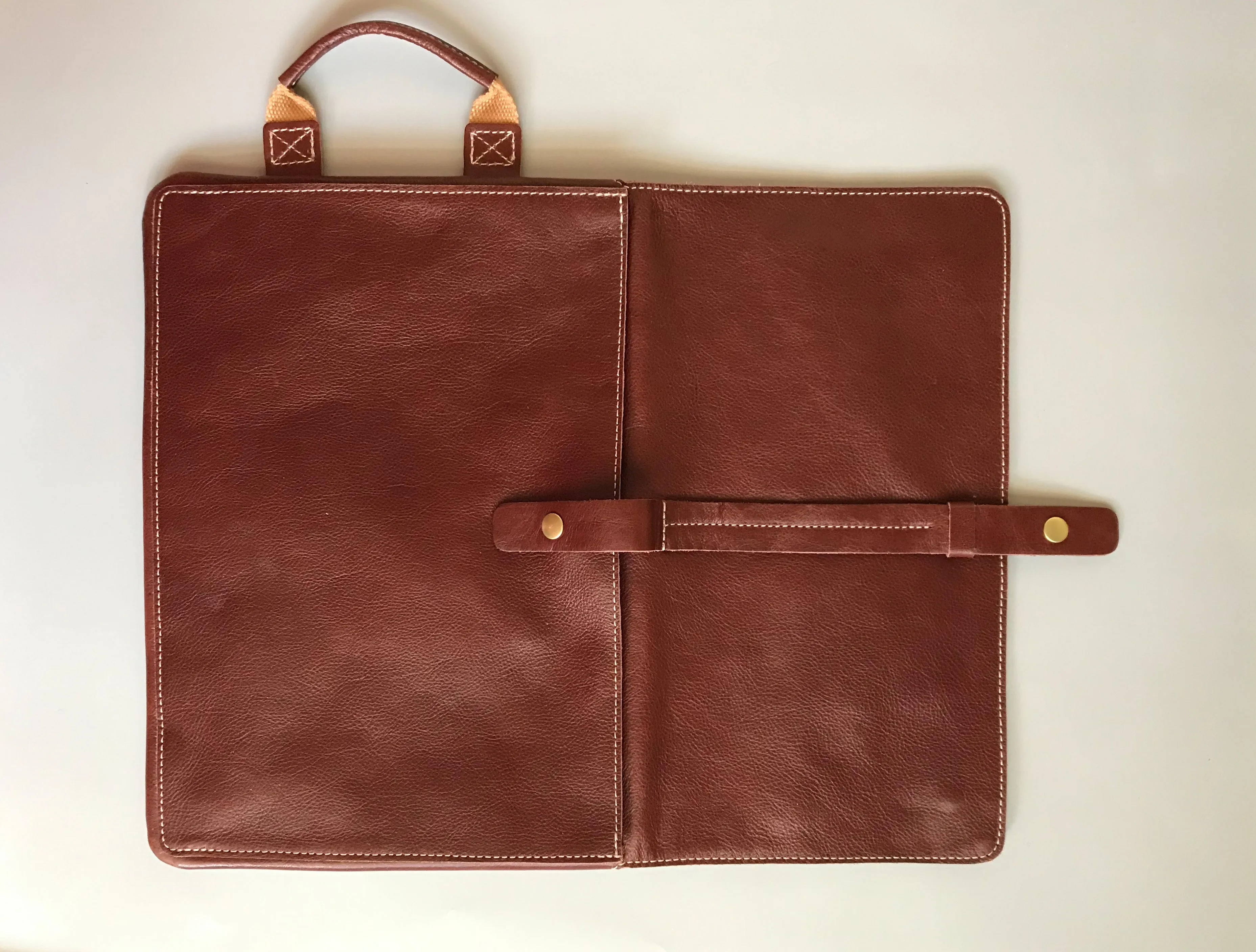 Handmade Stylish Slim Genuine Cowhide Leather Briefcase, Leather Business Portfolio/ iPad Holder/ Laptop Case