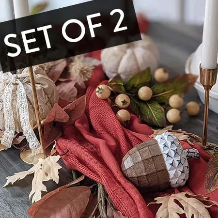 Handpainted Geometric Ornate Acorn Decor, Set of 2