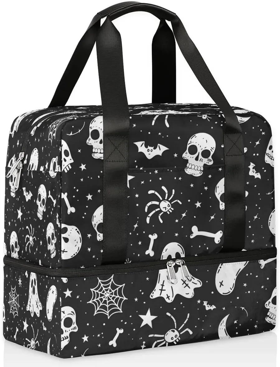 Happy Halloween Themed Travel Duffel Bag Dry Wet Separated Sports Tote Travel Duffle Bag Gym Workout Bag Women Travel Duffel Bag for Women, Travel, Gym, Work