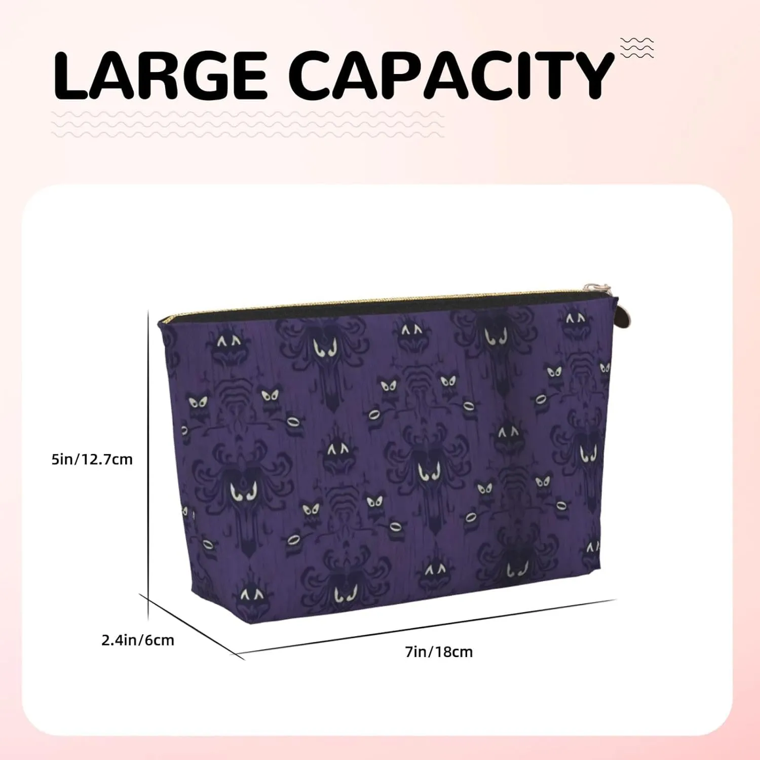 Haunted Mansion Cosmetic Bag Travel Makeup Bag Organizer Toiletry Bag with Zipper Storage Pouch Coin Purse Brushes for Women Girls Gifts