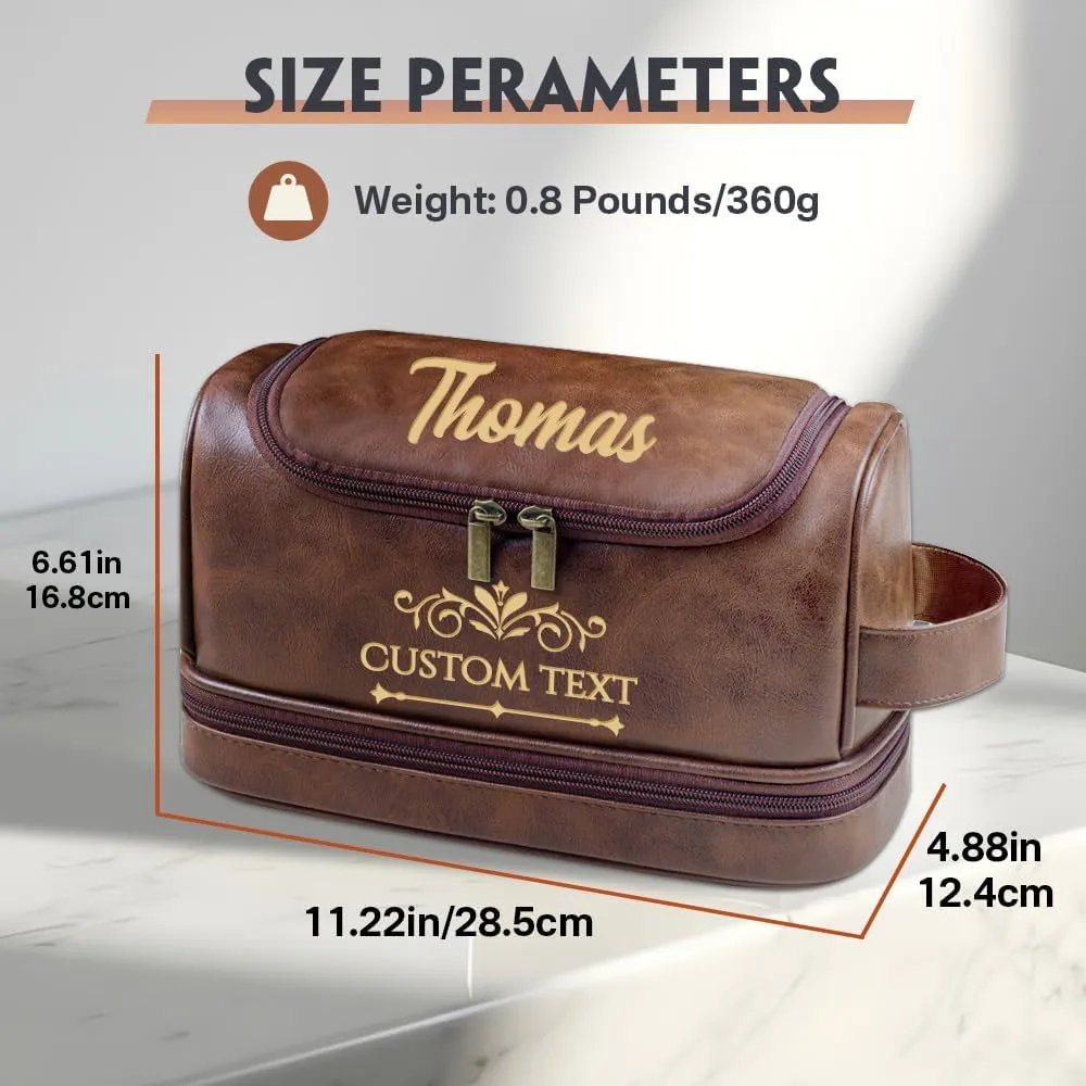 HDSD Personalized Travel Leather Toiletry Bag for Men Hanging Custom Groomsmen Gifts Cosmetic and Toiletries Bag (Black)