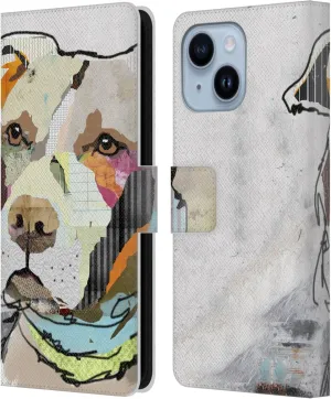 Head Case Designs Officially Licensed Michel Keck Pit Bull Dogs 3 Leather Book Wallet Case Cover Compatible with Apple iPhone 14 Plus